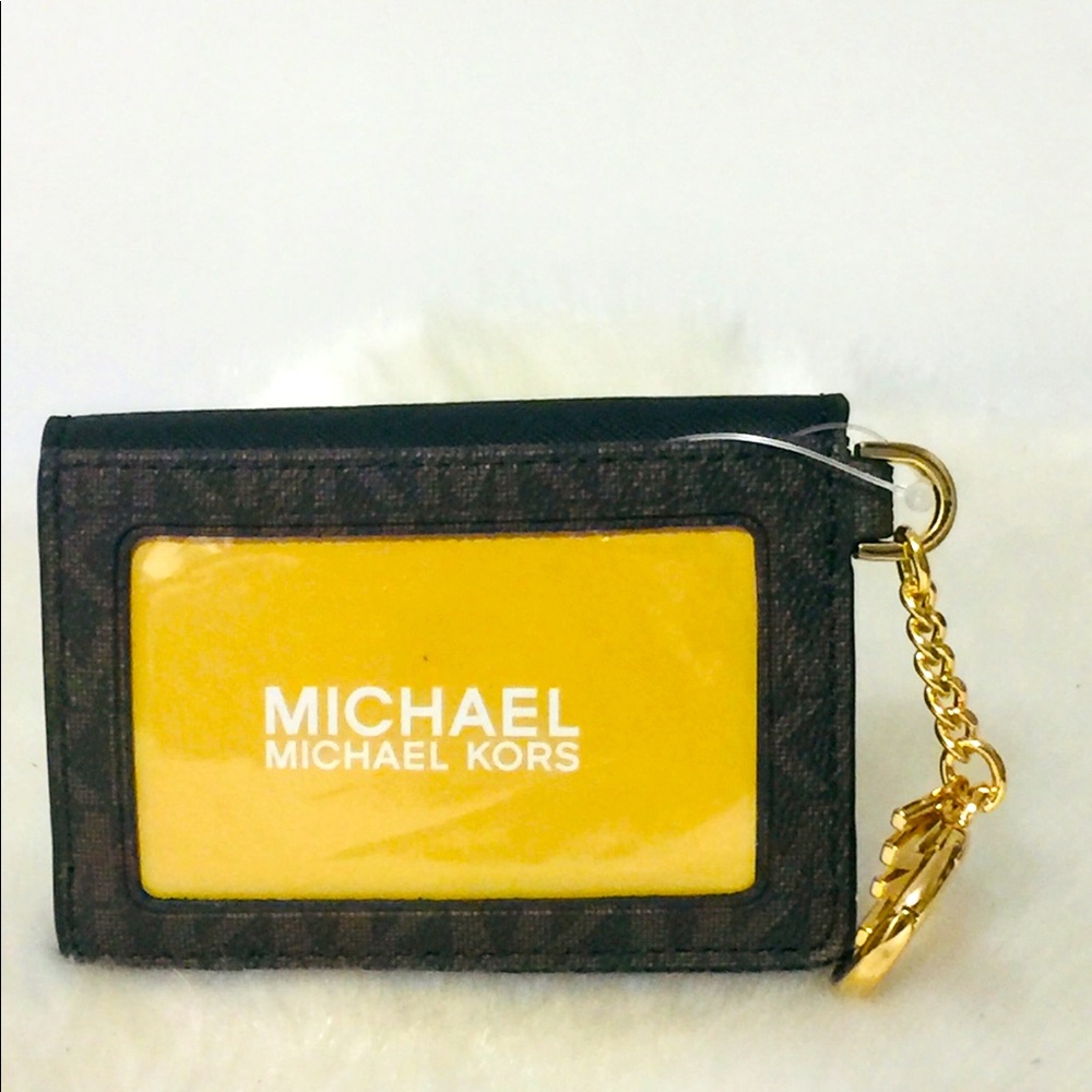 NWT Michael Kors Brown Black Key/ID/Credit card case wallet - Picture 4 of 12